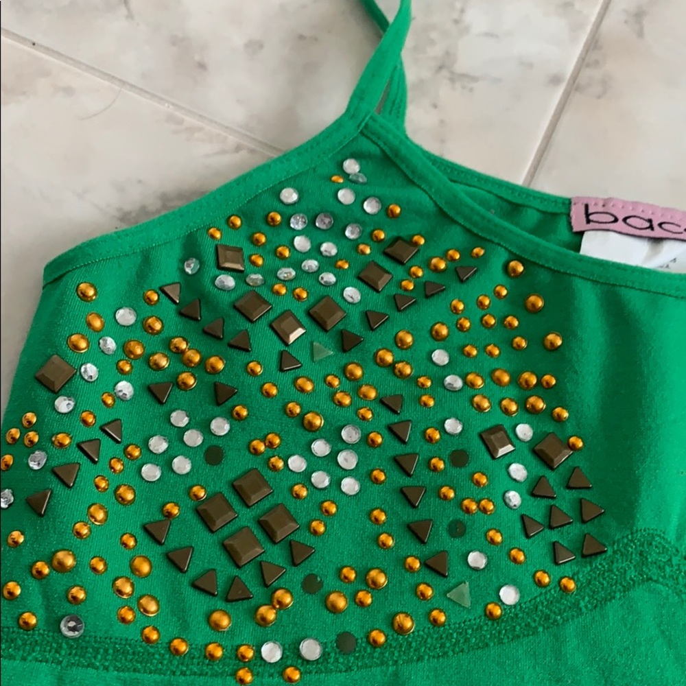 NEW SUPER SOFT Bacci Green Sequined Tank Top - Picture 3 of 5